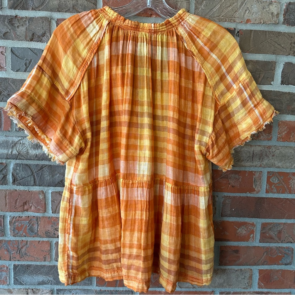 Pilcro and the Letter Press Gauzy Oversized Plaid Babydoll Top XS - Picture 5 of 9